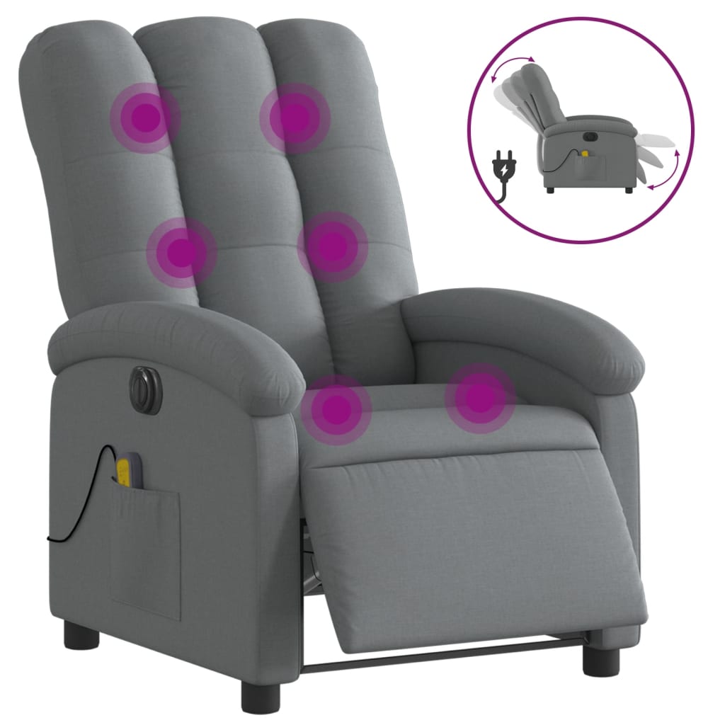 Fauteuil de massage électrique en tissu gris foncé