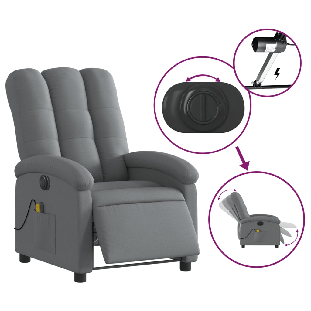 Fauteuil de massage électrique en tissu gris foncé