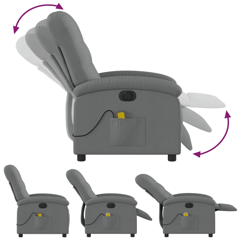 Fauteuil de massage électrique en tissu gris foncé
