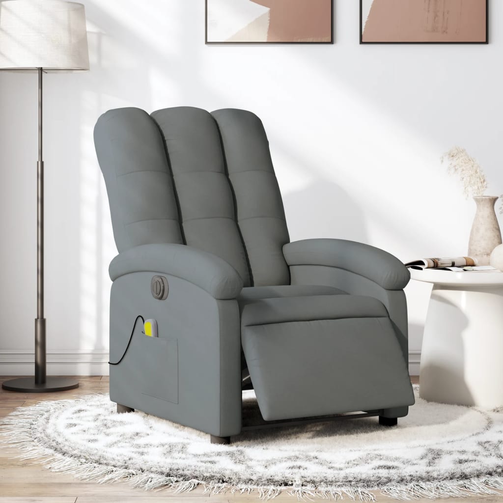 Fauteuil de massage électrique en tissu gris foncé