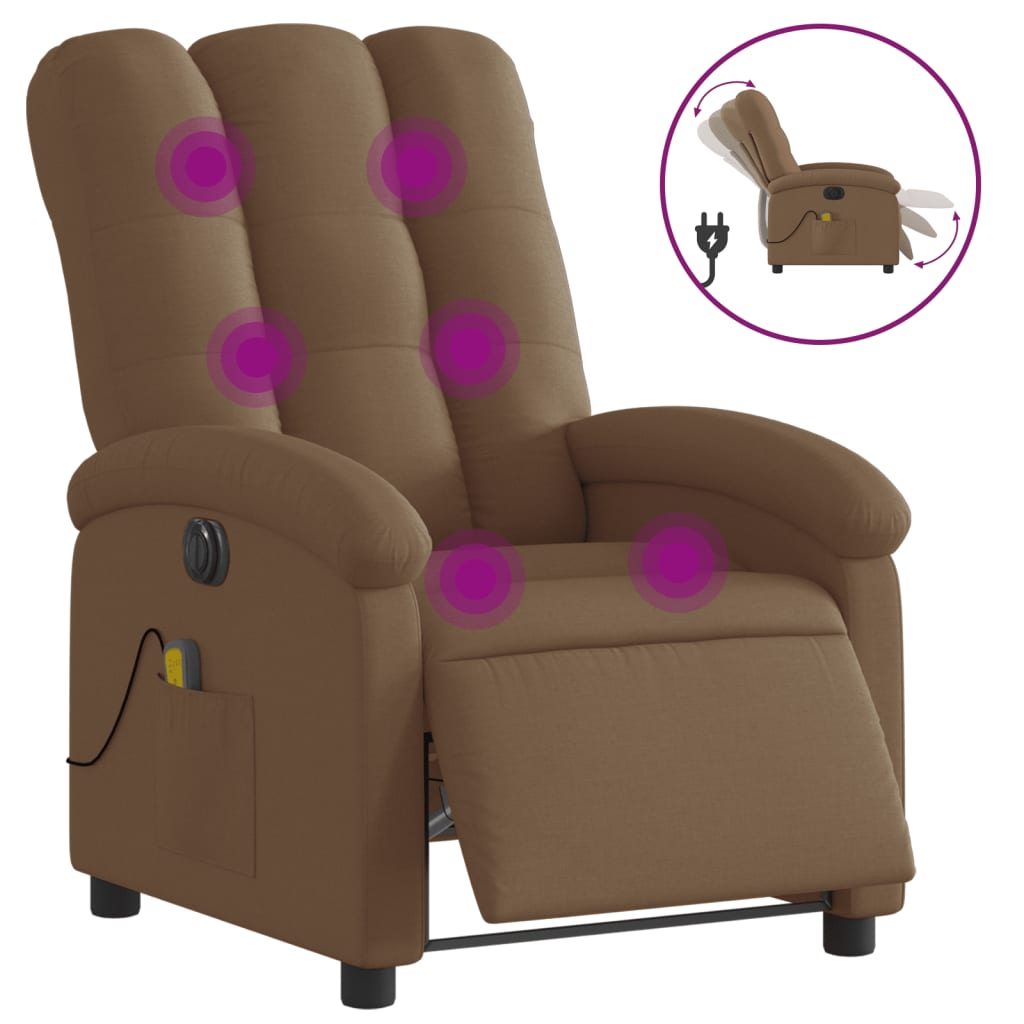 Fauteuil de massage électrique en tissu marron