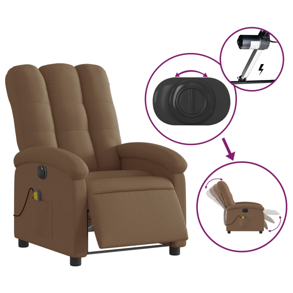 Fauteuil de massage électrique en tissu marron