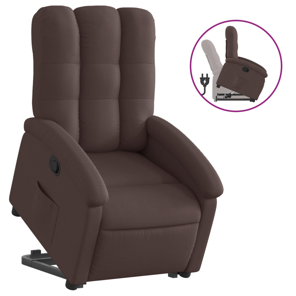 Fauteuil relax avec aide à la verticalisation en tissu marron foncé