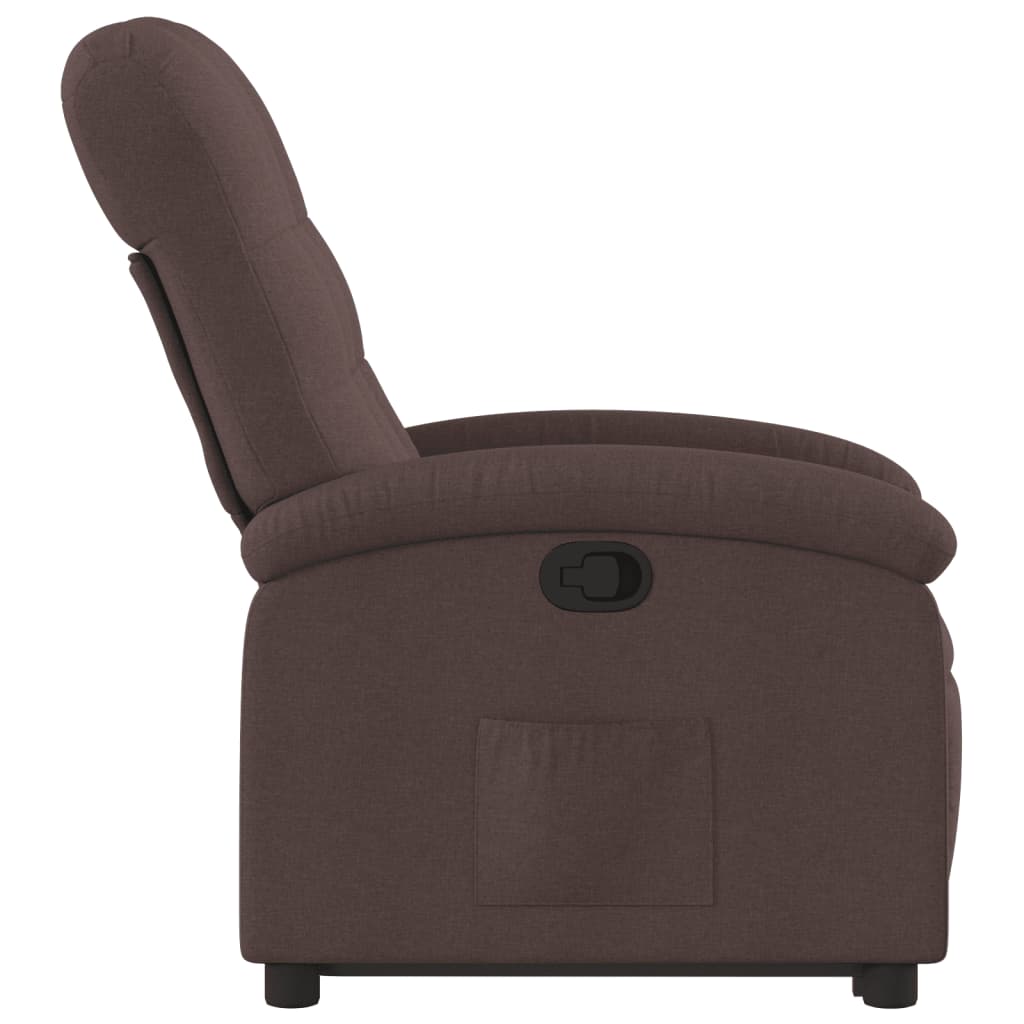 Fauteuil relax avec aide à la verticalisation en tissu marron foncé