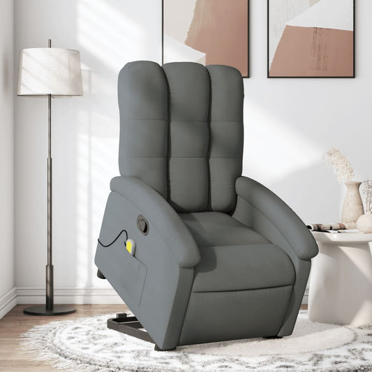 Fauteuil de massage avec aide au verticalisation en tissu gris foncé