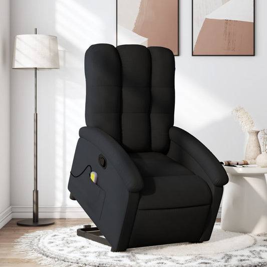 Massage chair with stand-up aid black fabric