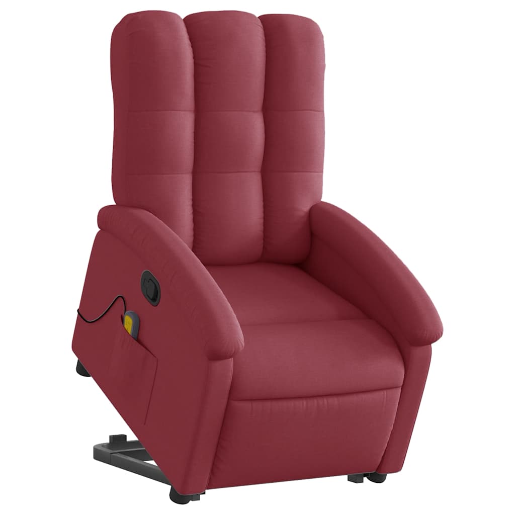 Massagesessel mit Aufstehhilfe Weinrot Stoff