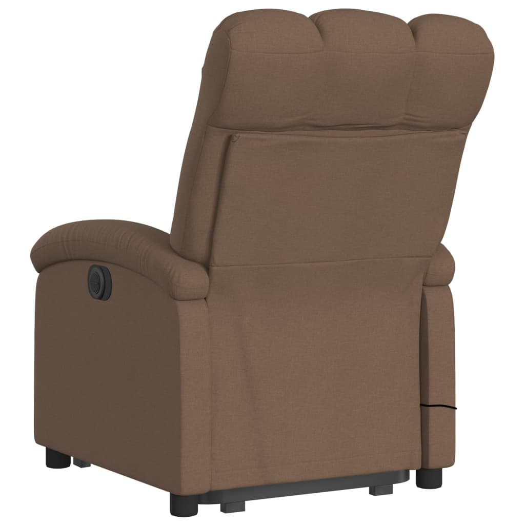 Fauteuil de massage avec aide à la verticalisation en tissu marron