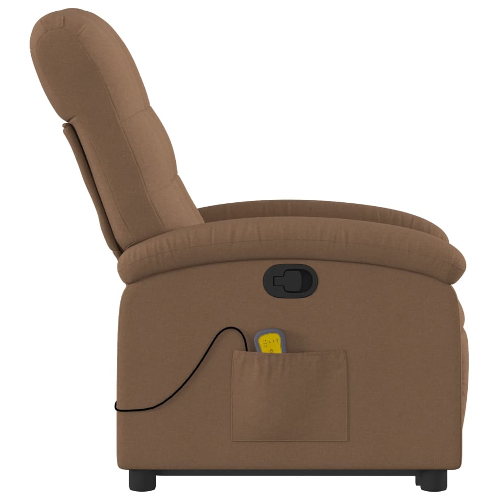 Fauteuil de massage avec aide à la verticalisation en tissu marron