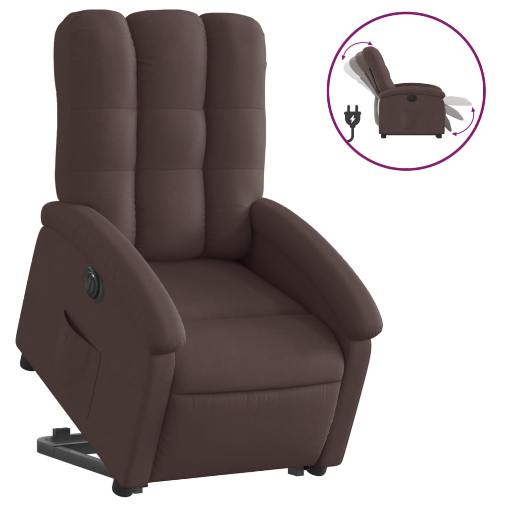 Fauteuil relax avec releveur électrique en tissu marron foncé