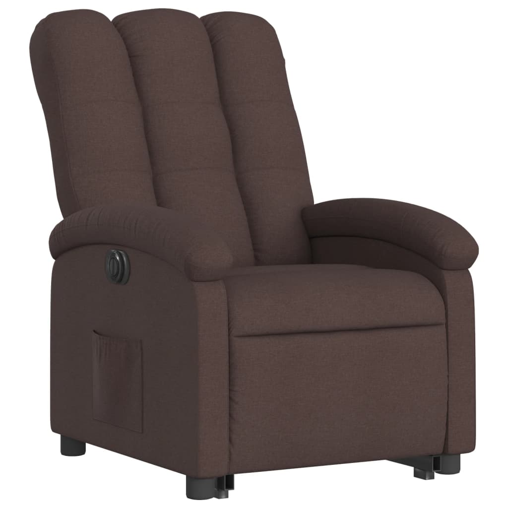 Fauteuil relax avec releveur électrique en tissu marron foncé
