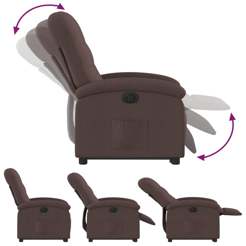 Fauteuil relax avec releveur électrique en tissu marron foncé