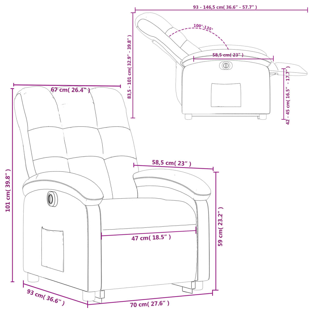 Relaxsessel mit Aufstehhilfe Elektrisch Creme Stoff