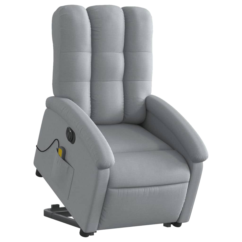 Electric massage chair with stand-up aid light grey fabric