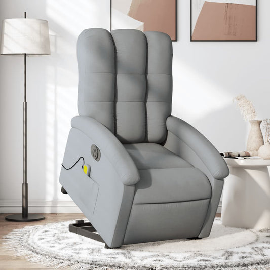 Fauteuil de massage électrique avec aide à la verticalisation en tissu gris clair