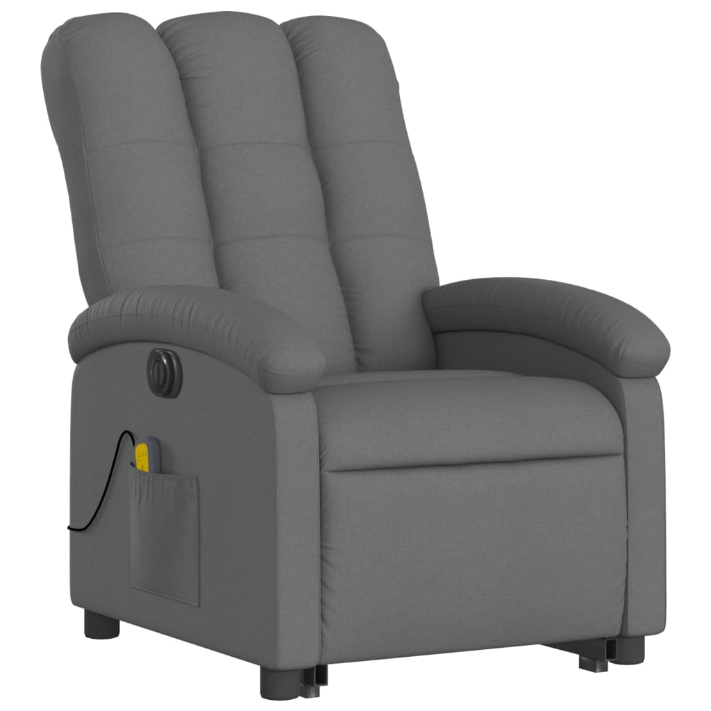 Fauteuil de massage électrique avec aide au verticalisation en tissu gris foncé