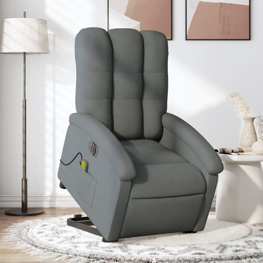Fauteuil de massage électrique avec aide au verticalisation en tissu gris foncé
