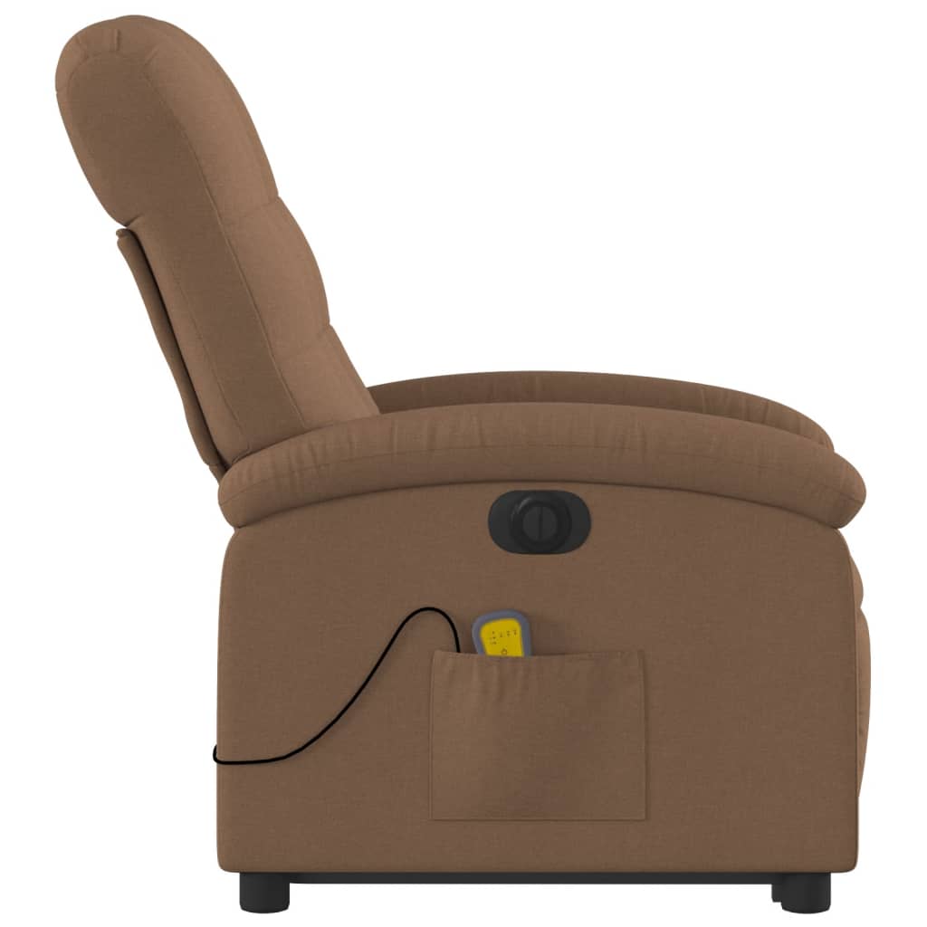 Fauteuil de massage électrique avec aide à la verticalisation en tissu marron