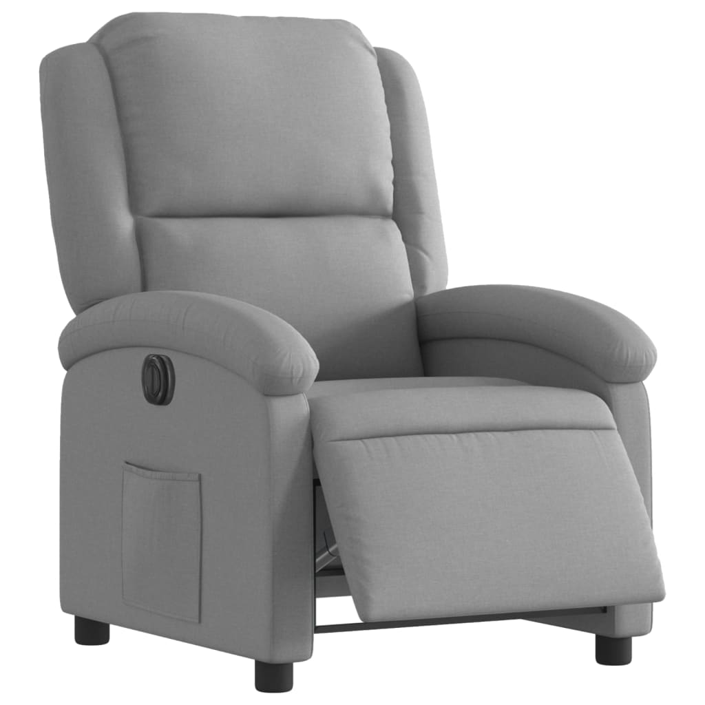 Fauteuil inclinable électrique en tissu gris clair