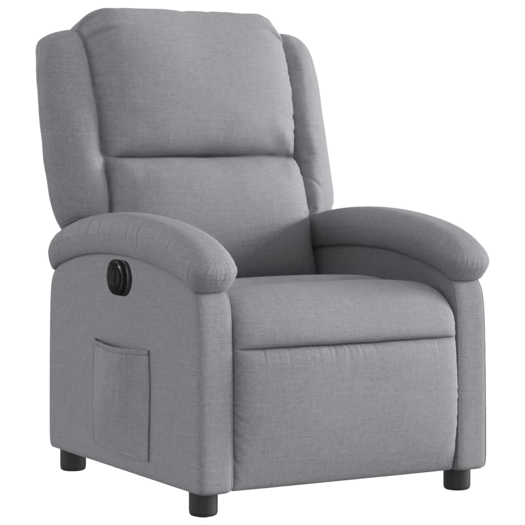 Fauteuil inclinable électrique en tissu gris clair