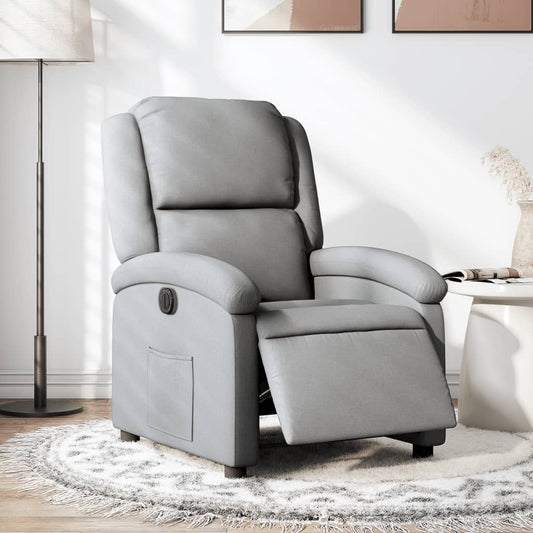 Fauteuil inclinable électrique en tissu gris clair
