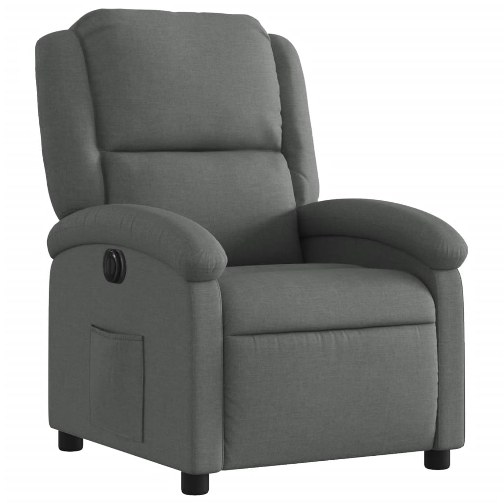 Fauteuil inclinable électrique en tissu gris foncé