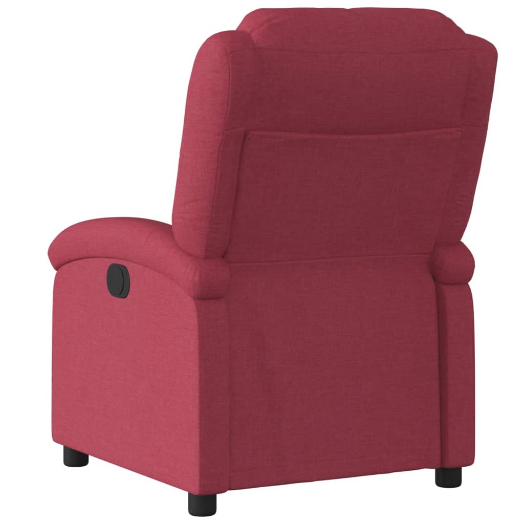Fauteuil inclinable électrique en tissu rouge vin