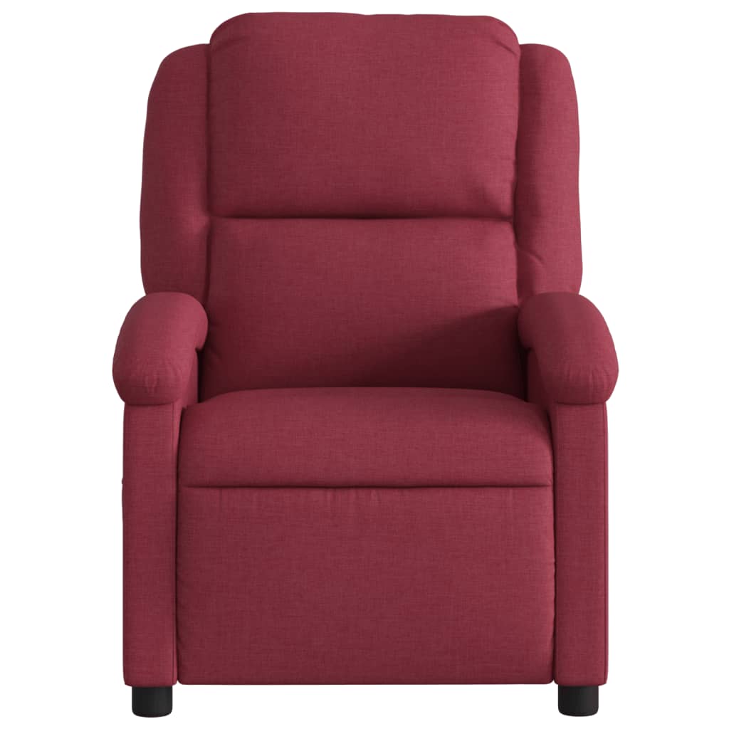Fauteuil inclinable électrique en tissu rouge vin