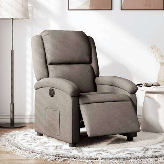 Fauteuil inclinable électrique en tissu taupe