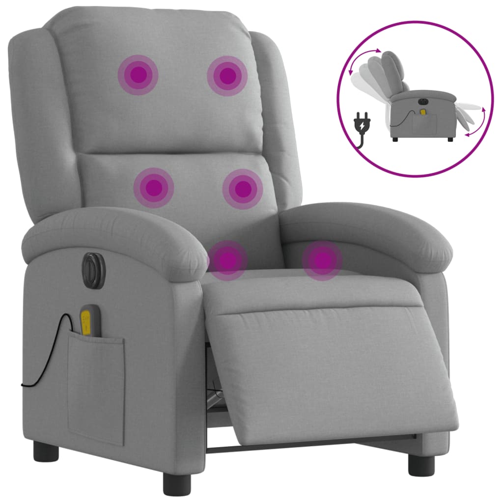 Fauteuil de massage électrique en tissu gris clair