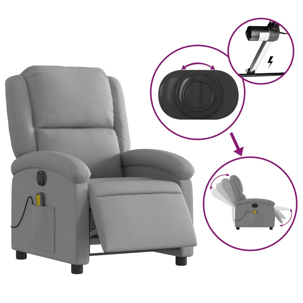 Fauteuil de massage électrique en tissu gris clair