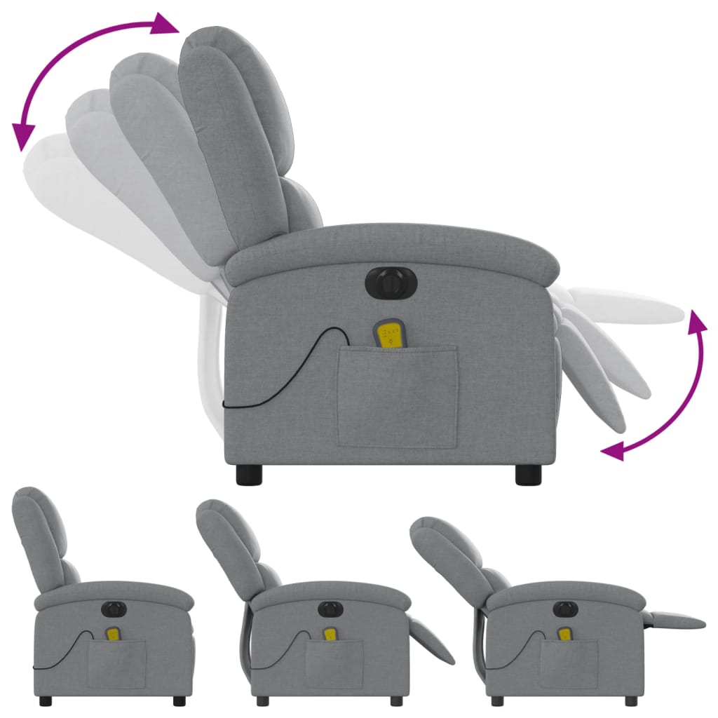 Fauteuil de massage électrique en tissu gris clair