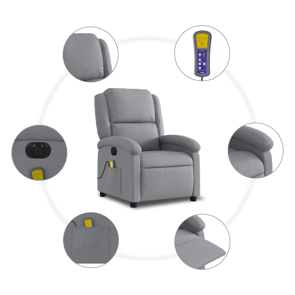 Fauteuil de massage électrique en tissu gris clair