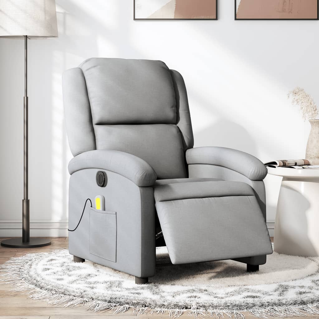 Fauteuil de massage électrique en tissu gris clair