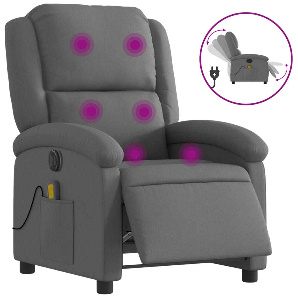 Electric Massage Chair Dark Grey Fabric