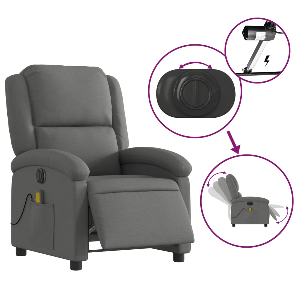 Electric Massage Chair Dark Grey Fabric