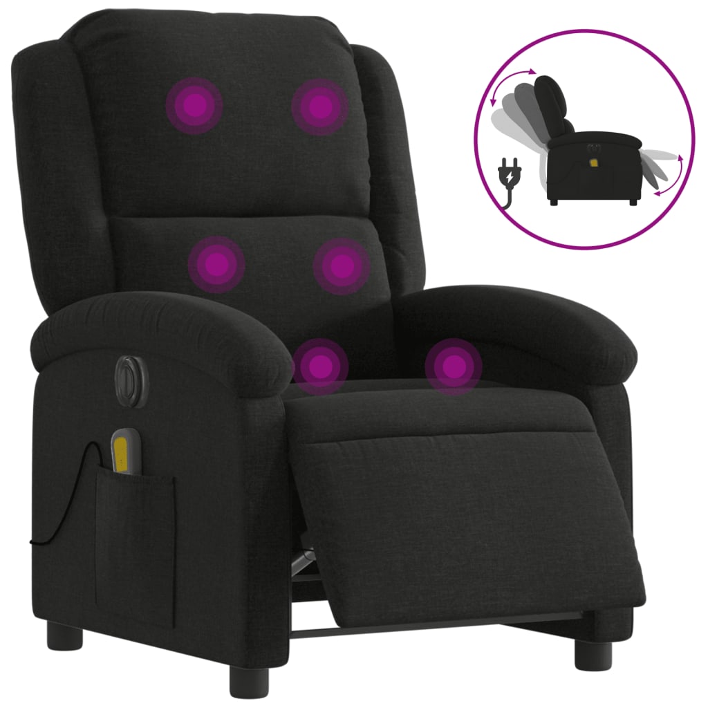 Fauteuil de massage électrique en tissu noir