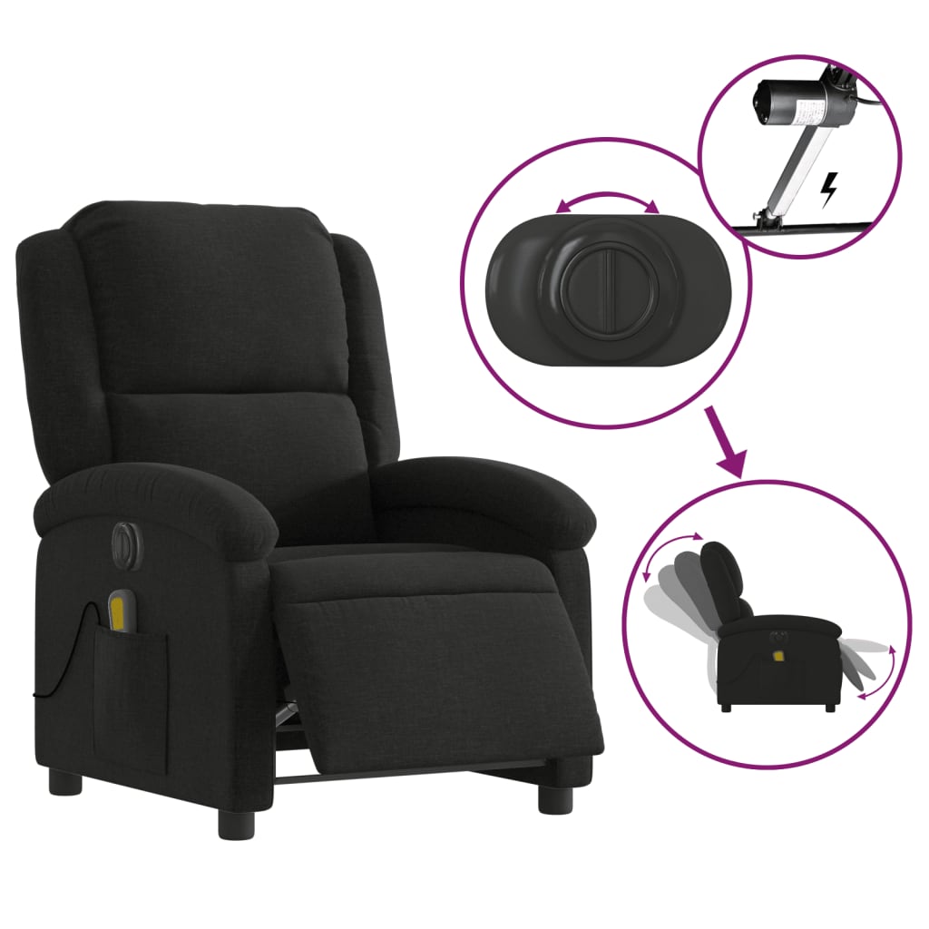 Fauteuil de massage électrique en tissu noir