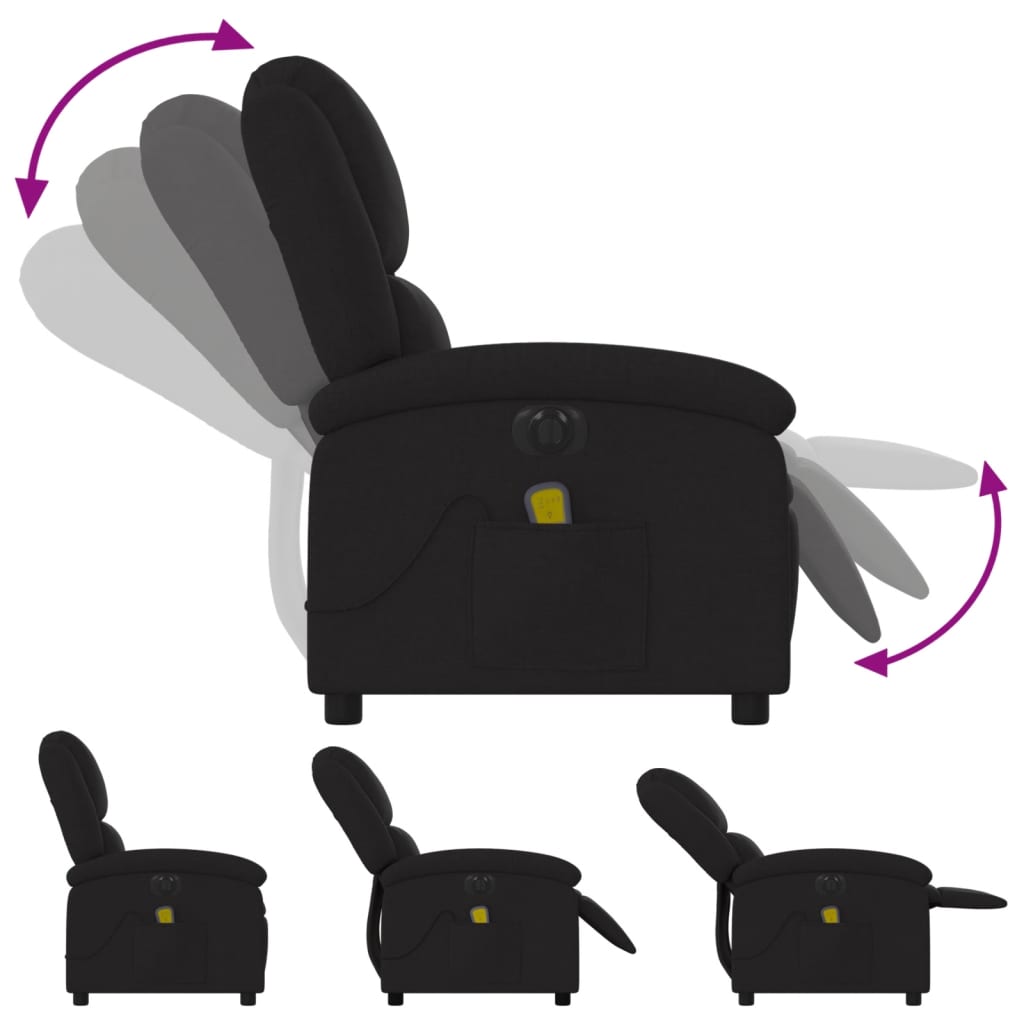 Fauteuil de massage électrique en tissu noir