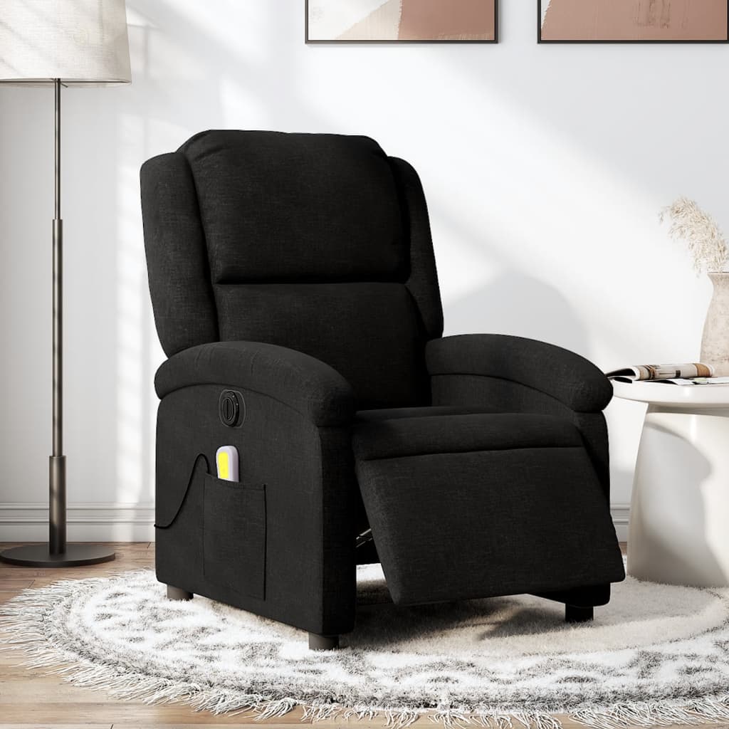 Fauteuil de massage électrique en tissu noir