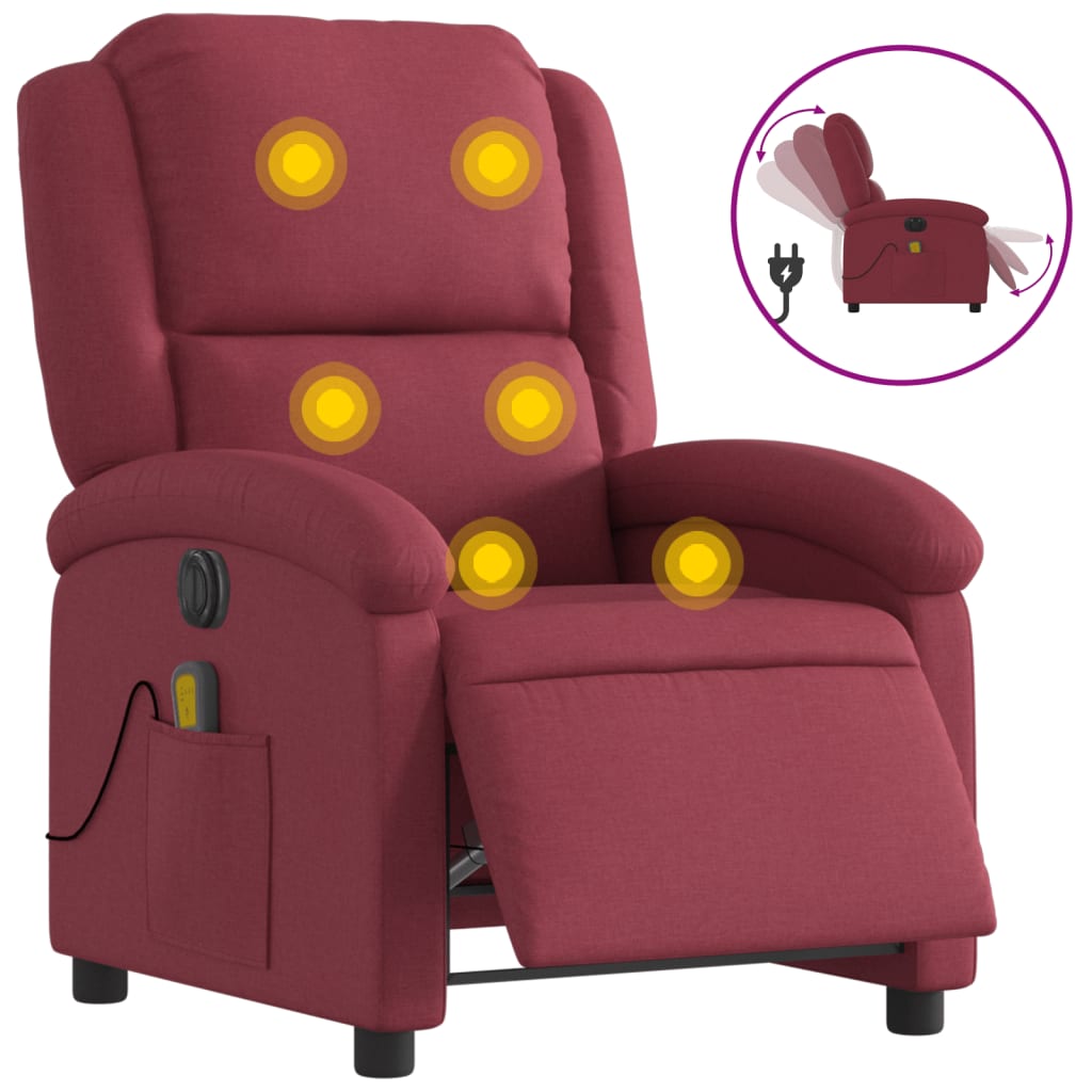 Fauteuil de massage électrique en tissu rouge vin