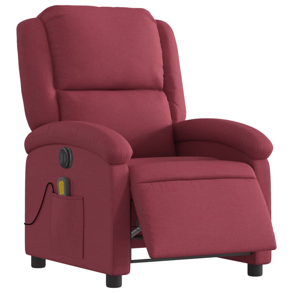 Fauteuil de massage électrique en tissu rouge vin