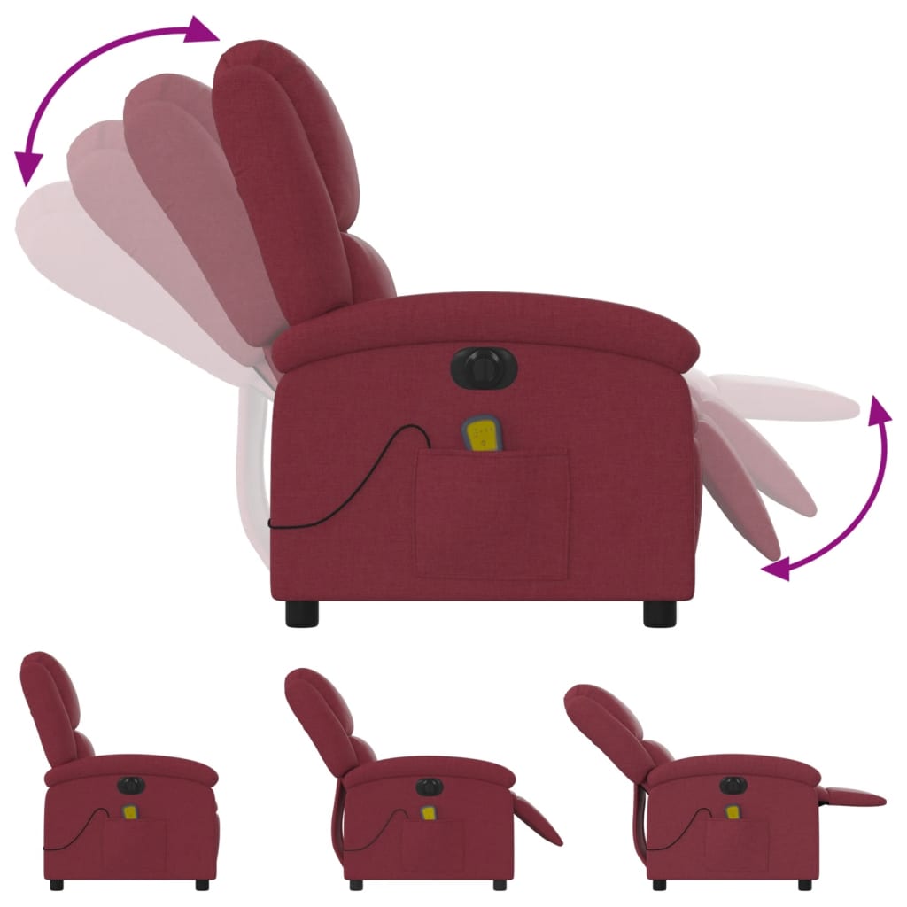 Fauteuil de massage électrique en tissu rouge vin