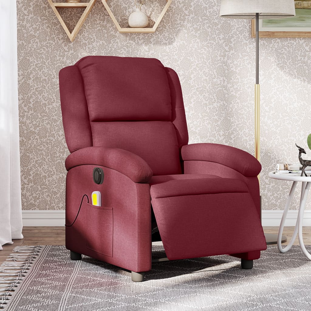 Fauteuil de massage électrique en tissu rouge vin