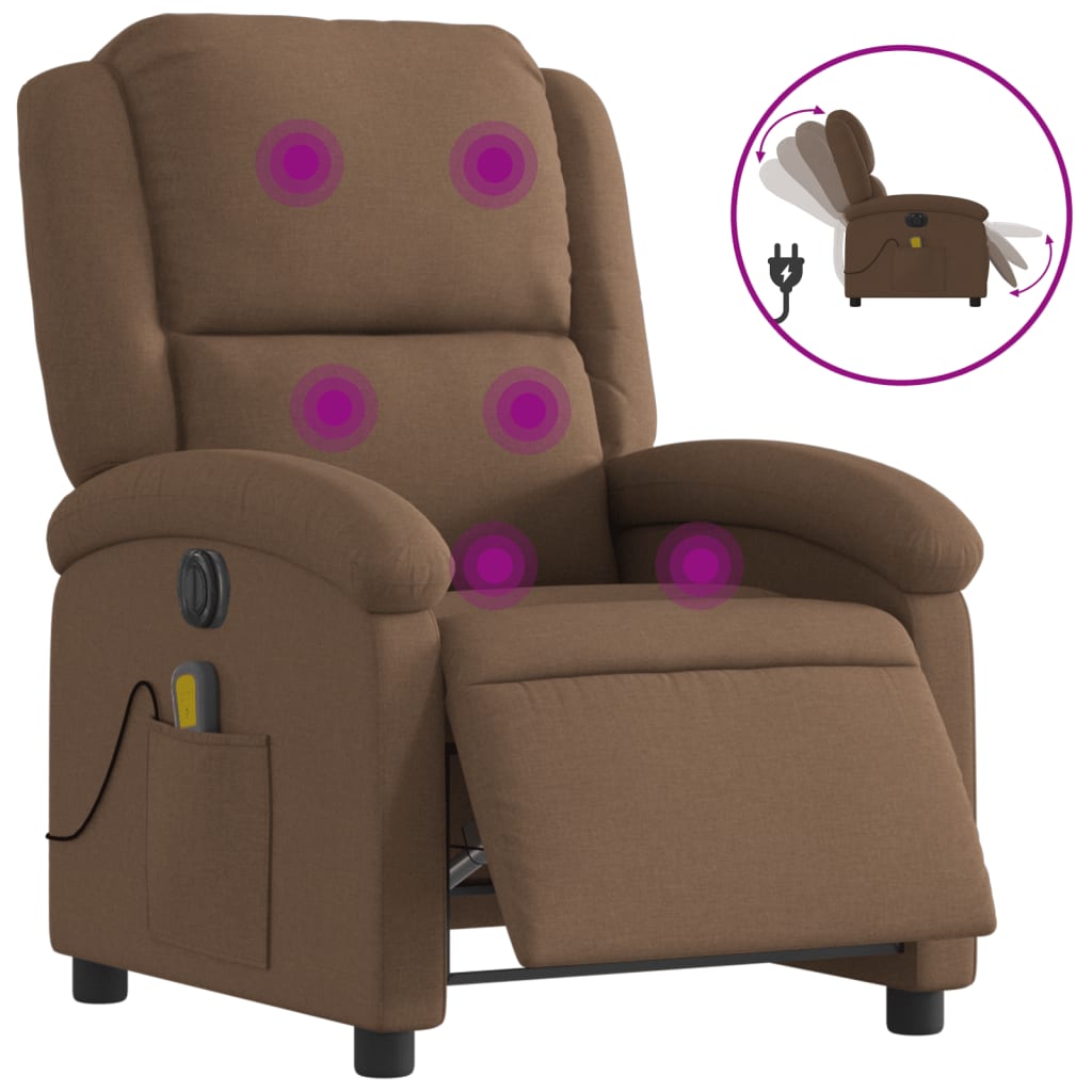 Fauteuil de massage électrique en tissu marron