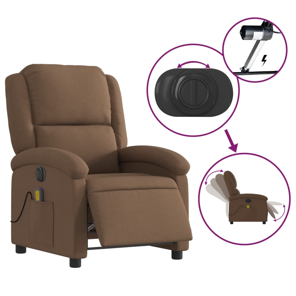 Fauteuil de massage électrique en tissu marron