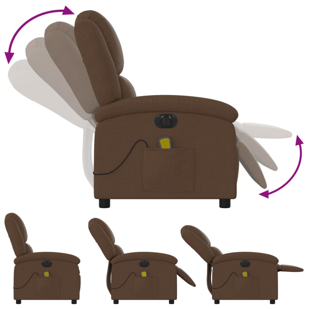 Fauteuil de massage électrique en tissu marron