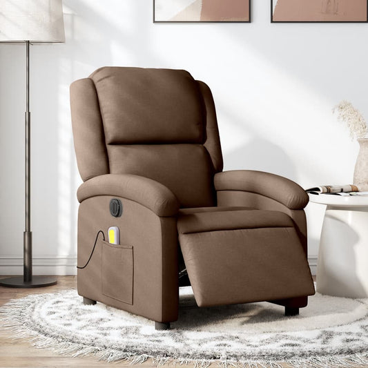 Fauteuil de massage électrique en tissu marron