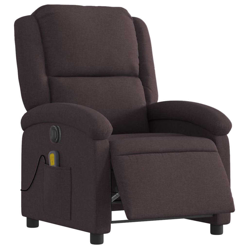 Fauteuil de massage électrique en tissu marron foncé