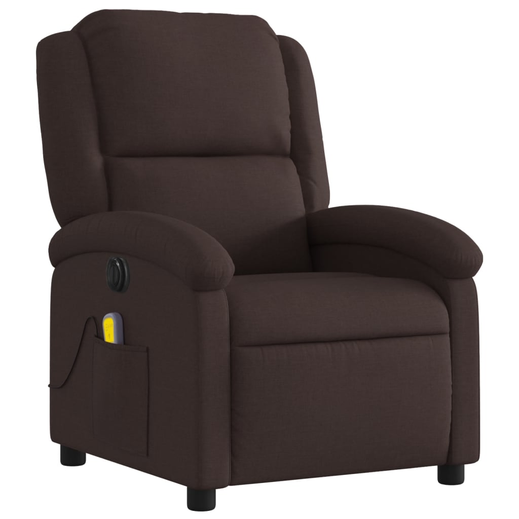 Fauteuil de massage électrique en tissu marron foncé